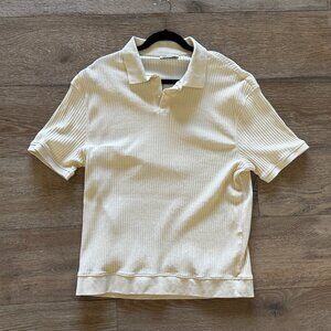 Zara Men’s Textured Polo Shirt Cream Ivory XL X-Large NWOT $60